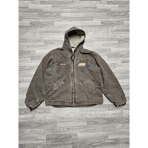 Vintage Carhartt Brown Canvas Sherpa Jacket XL Hooded Sandstone J141 WAL
